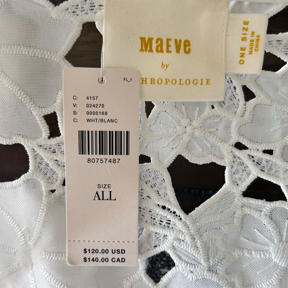 Anthropologie Floral Appliqué Shrug | White | One Size | NWT - Picture 16 of 16